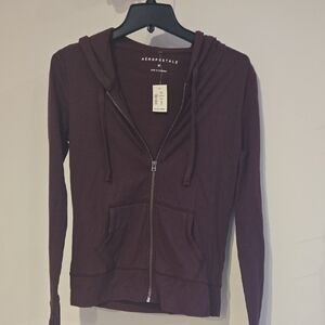 Aeropostale Women's Deep Burgundy Zip-Up Hoodie